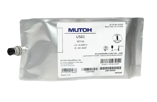[US61-WH800] Мастило Mutoh US61 в 800 мл пликове (бяло)